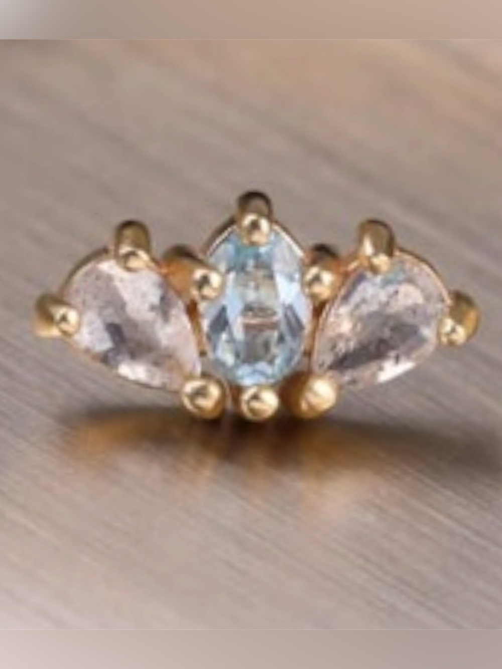 14K Solid Gold Swiss Blue Topaz Marquis
